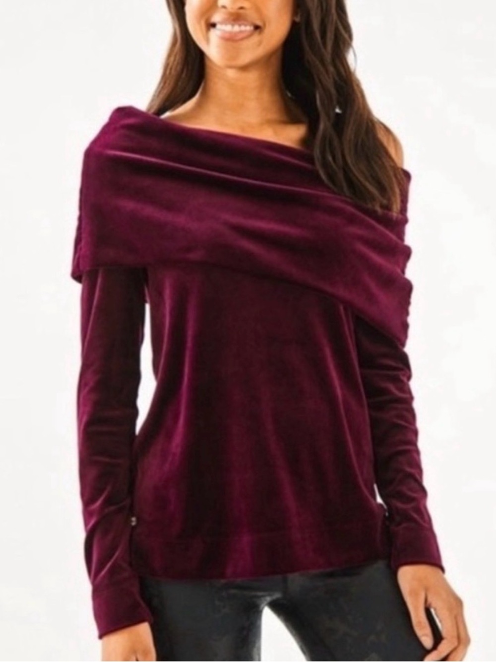Lilly Pulitzer Off-the-Shoulder Velour Top - Burgundy
